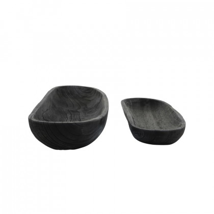 Sagebrook 18"/24" Wood Decor Plates (Set Of 2) - Black