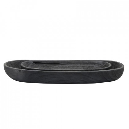 Sagebrook 18"/24" Wood Decor Plates (Set Of 2) - Black