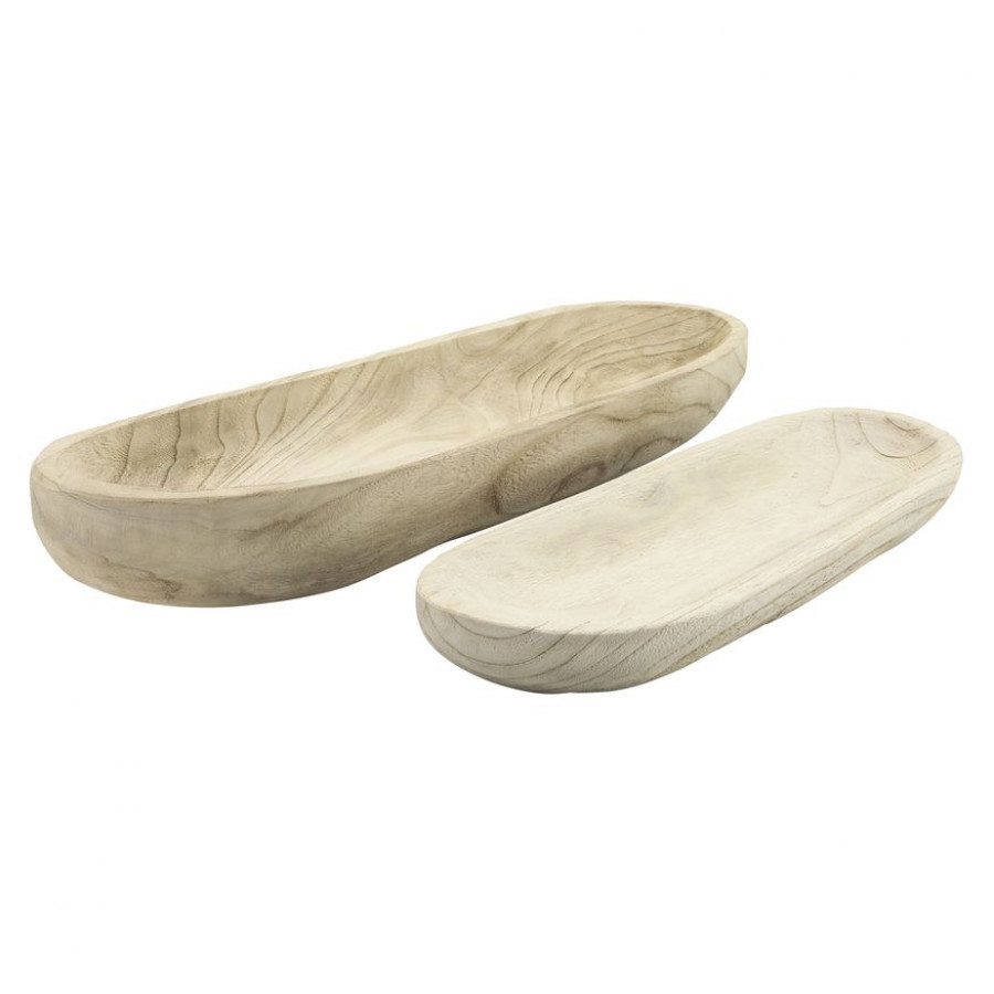 Sagebrook - 18"/24" Wood Decor Plates (Set Of 2)