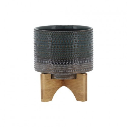 Sagebrook - 5" Dotted Planter With Wood Stand