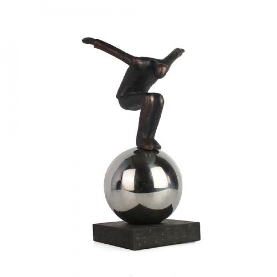 Sagebrook - 12" Metal Balancing Man On Sphere in Bronze