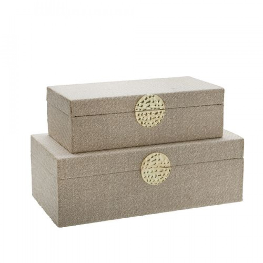 Sagebrook - 10"/12" Wood Box With Medallion (Set Of 2)