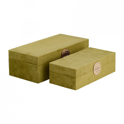 Sagebrook - 10"/12" Velveteen Box With Medallion (Set Of 2)