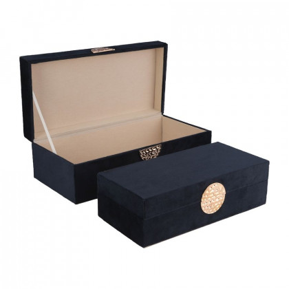 Sagebrook - 10"/12" Velveteen Box With Medallion (Set Of 2)