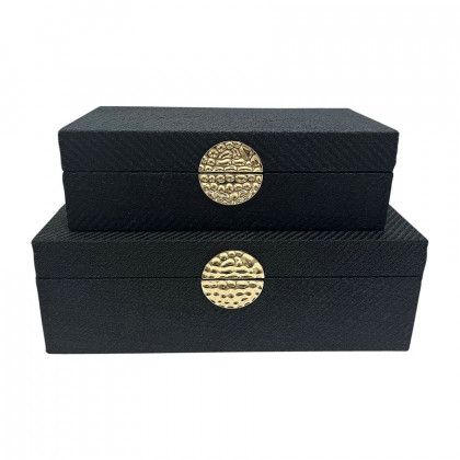 Sagebrook - 10"/12" Velveteen Box With Medallion (Set Of 2)
