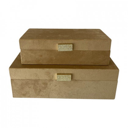 Sagebrook - 10"/12" Velveteen Box With Medallion (Set Of 2)