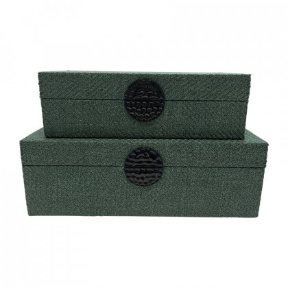 Sagebrook - 10"/12" Velveteen Box With Medallion (Set Of 2)
