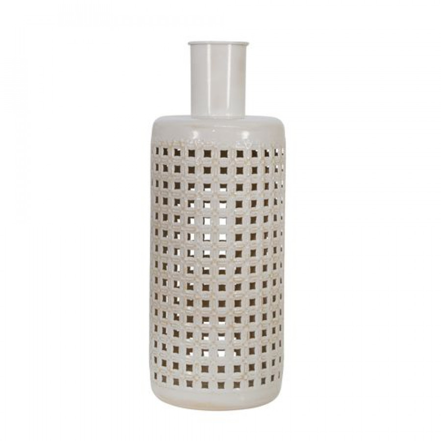 Sagebrook - 15" Metal Cut-out Jar in White