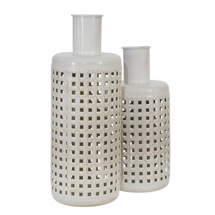 Sagebrook - 15" Metal Cut-out Jar in White