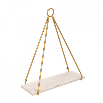 Sagebrook - Metal/Wood Triangle Shelf (Set Of 2) in White/Gold