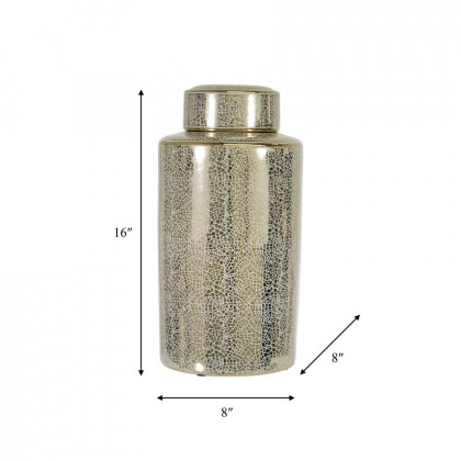 Sagebrook 16" Ceramic Jar - Crackle Gold