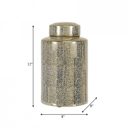 Sagebrook 12" Ceramic Jar - Crackle Gold