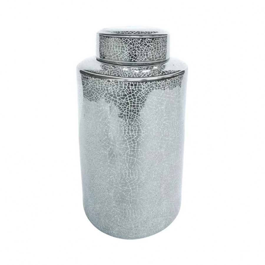 Sagebrook 16" Ceramic Jar - Crackle Silver