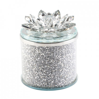 Sagebrook - 5" Crystal Round Lotus Box