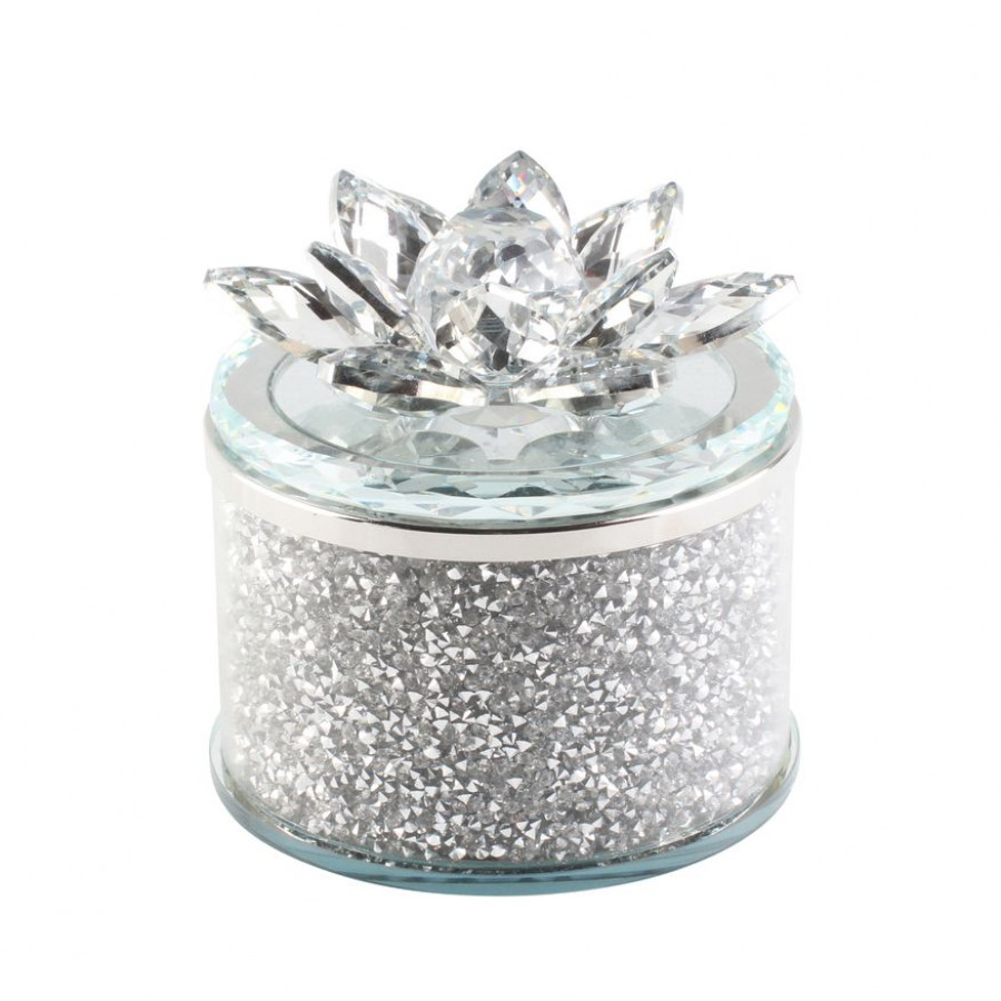 Sagebrook - 5" Crystal Round Lotus Box