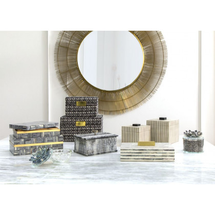 Sagebrook 4" Crystal Round Lotus Box - Smoke