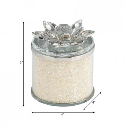 Sagebrook 5" Crystal Round Lotus Box - Clear