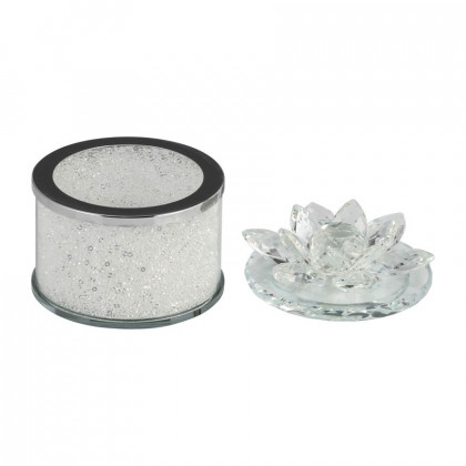 Sagebrook 4" Crystal Round Lotus Box - Clear
