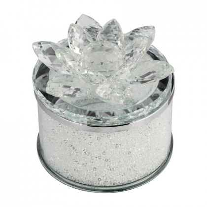 Sagebrook 4" Crystal Round Lotus Box - Clear