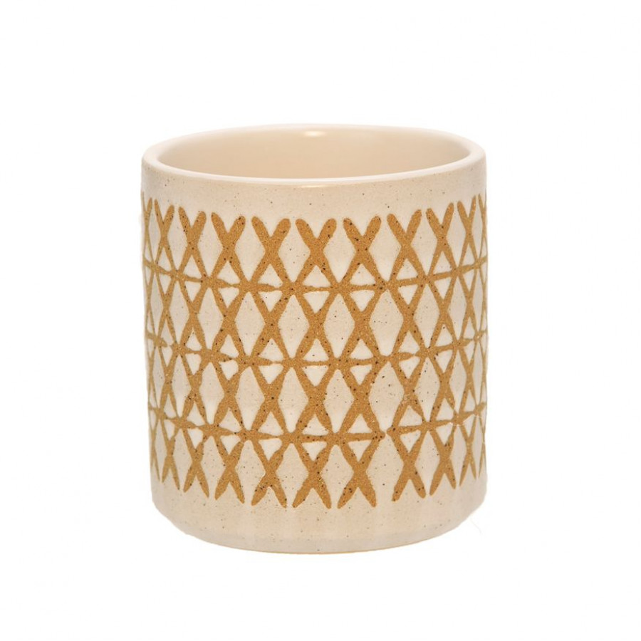 Sagebrook - 4" Ceramic X-design Pen Holder in Sand