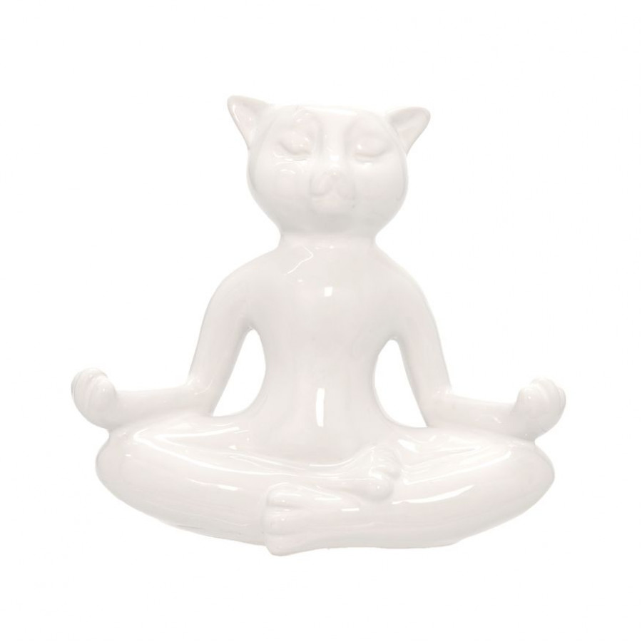 Sagebrook 7" Ceramic Yoga Cat - White