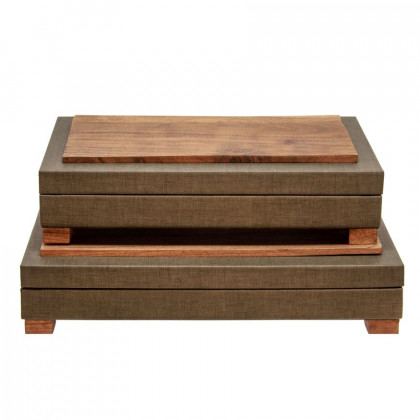Sagebrook - 16" Wood Faux Leather Box With Legs in Green