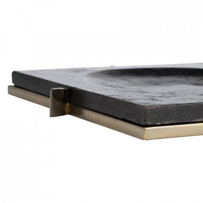 Sagebrook - 12"x12" Marble Tray With Metal Base in Black