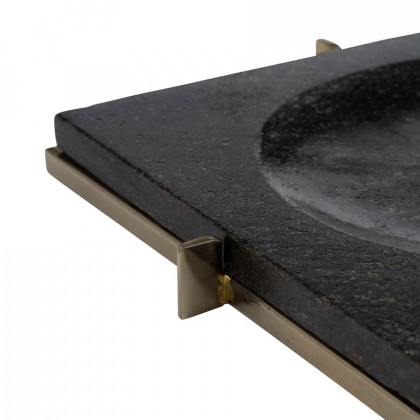 Sagebrook - 12"x12" Marble Tray With Metal Base in Black