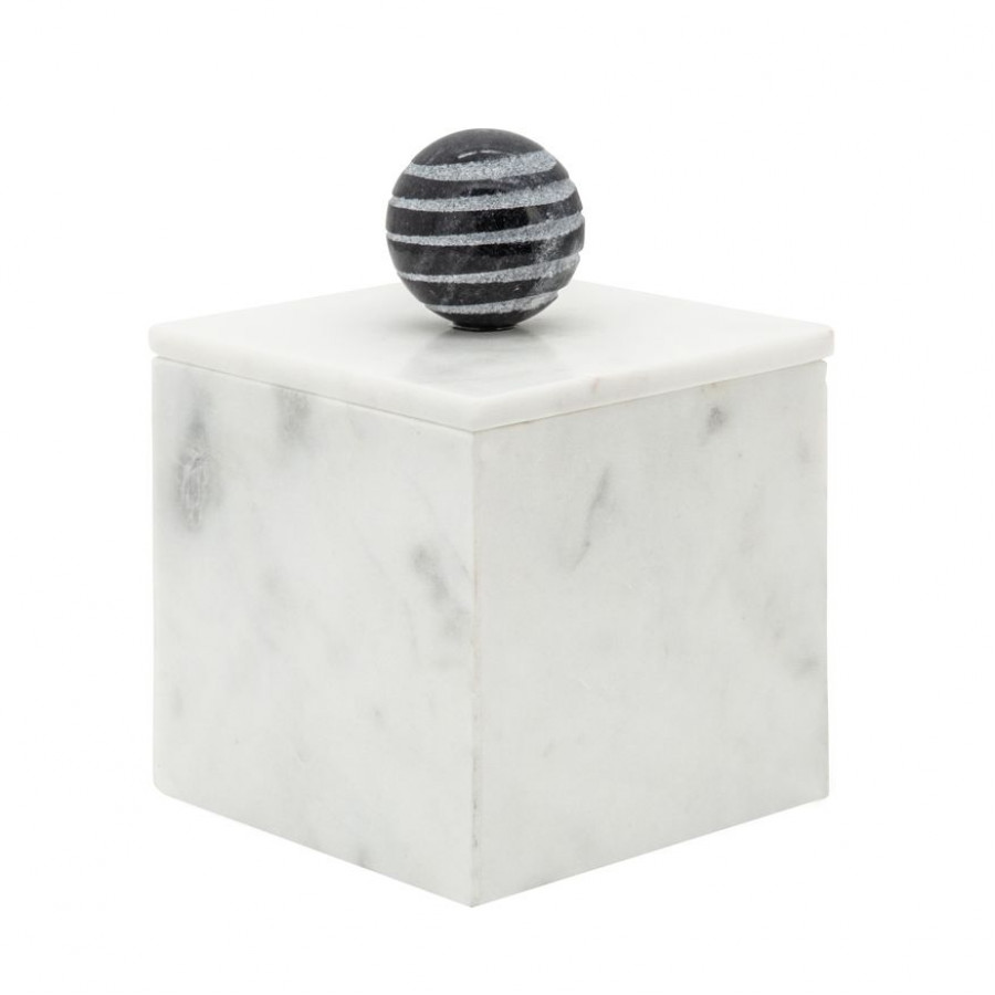 Sagebrook 7" Marble Box With Orb - White