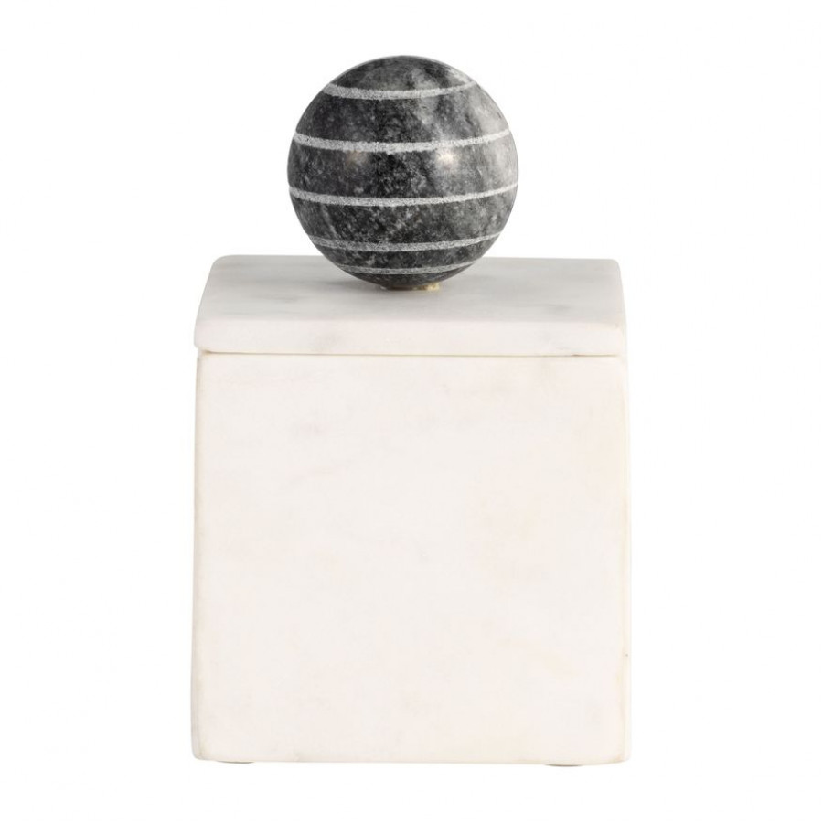 Sagebrook 6" Marble Box With Orb - White