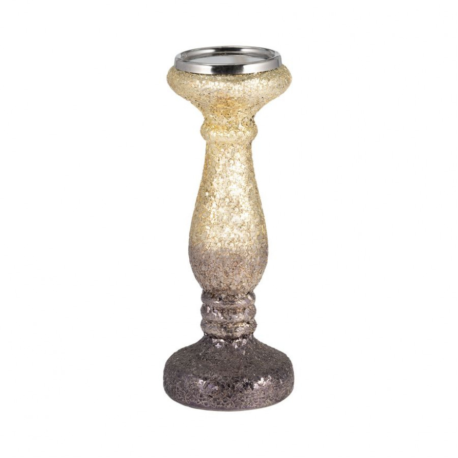 Sagebrook 12" Plum Crackled Candle Holder - Gold Purple