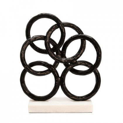 Sagebrook - 13" Metal Rings On Marble Base in Black