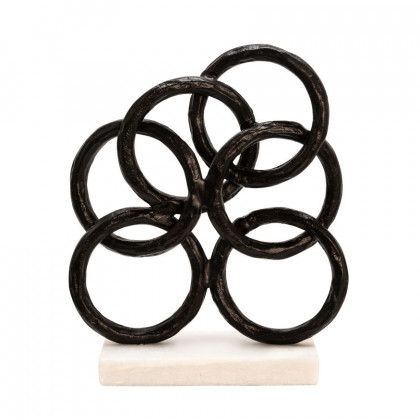 Sagebrook - 13" Metal Rings On Marble Base in Black