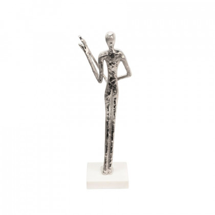 Sagebrook - 15" Flute Musician On Marble Base in Silver