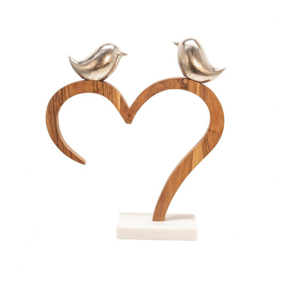 Sagebrook - 15" Birds Perched On Heart in Silver