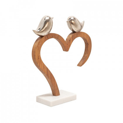 Sagebrook - 15" Birds Perched On Heart in Silver
