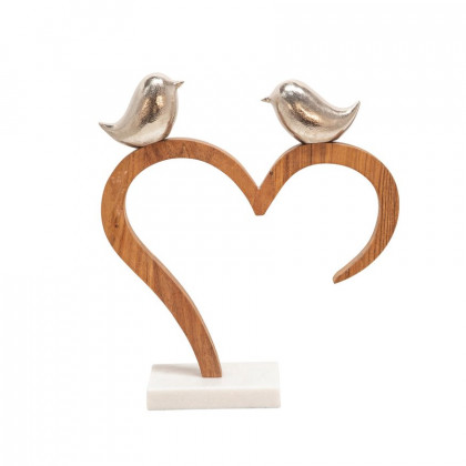 Sagebrook - 15" Birds Perched On Heart in Silver