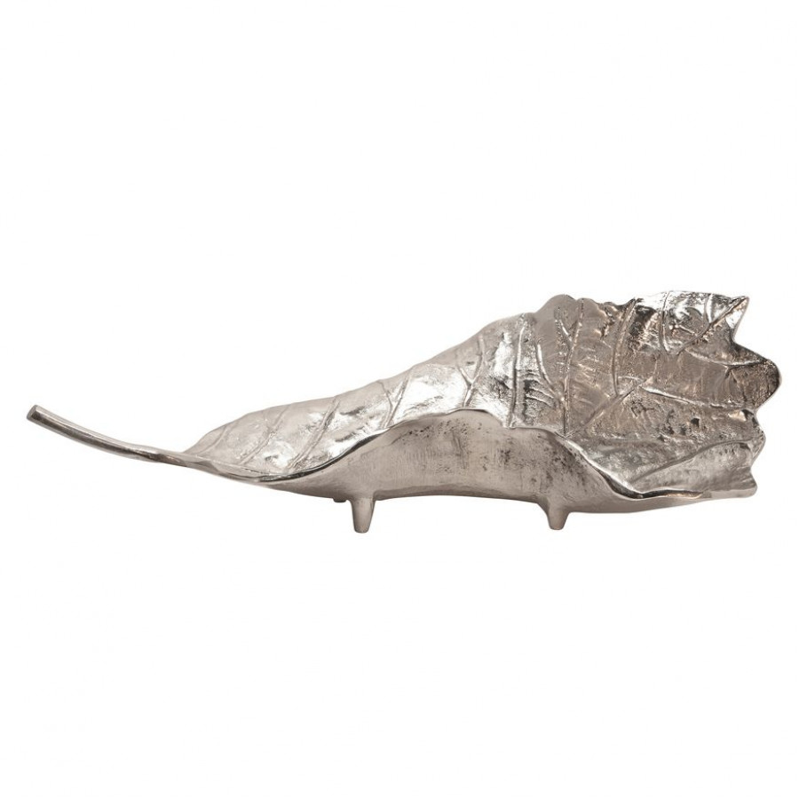 Sagebrook 21" Metal Leaf Platter - Nickel