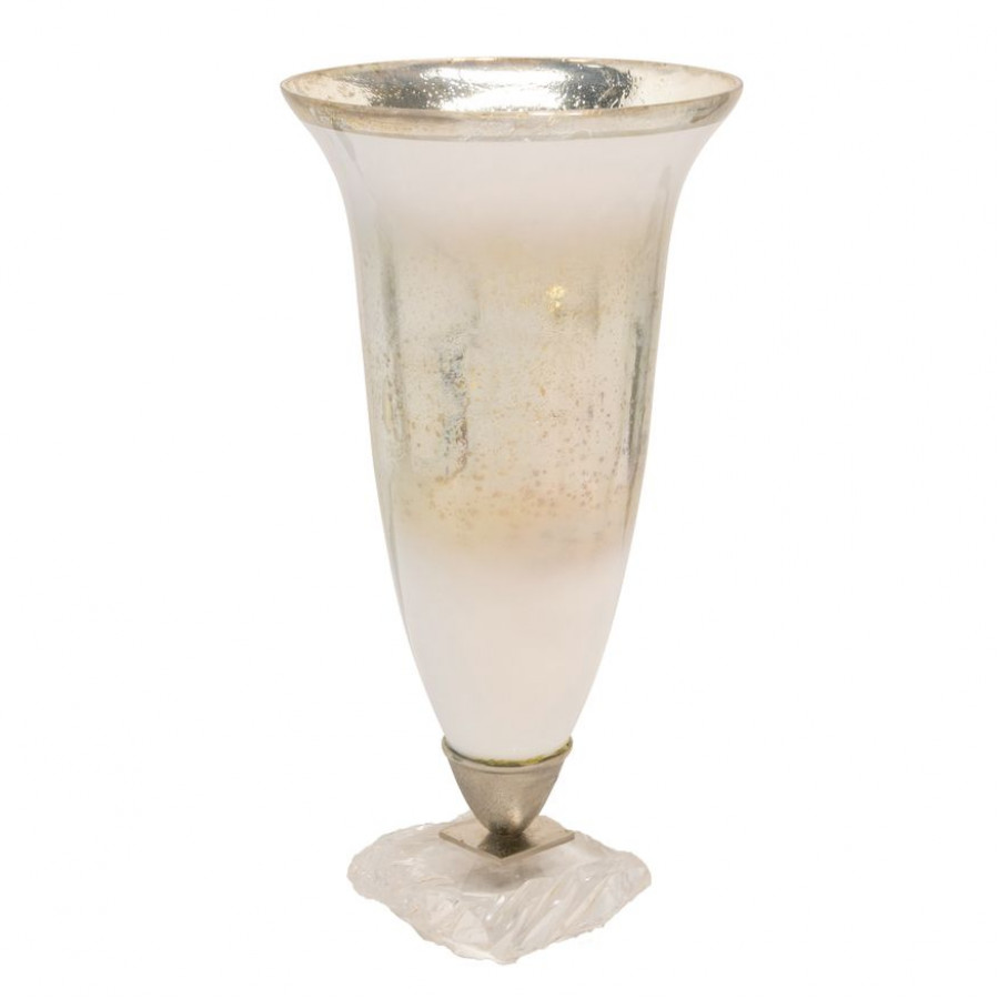 Sagebrook 18" Glass Vase With Acrylic Base - Silver