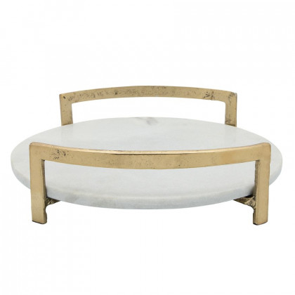 Sagebrook - 14" Metal Tray With Marble in Gold