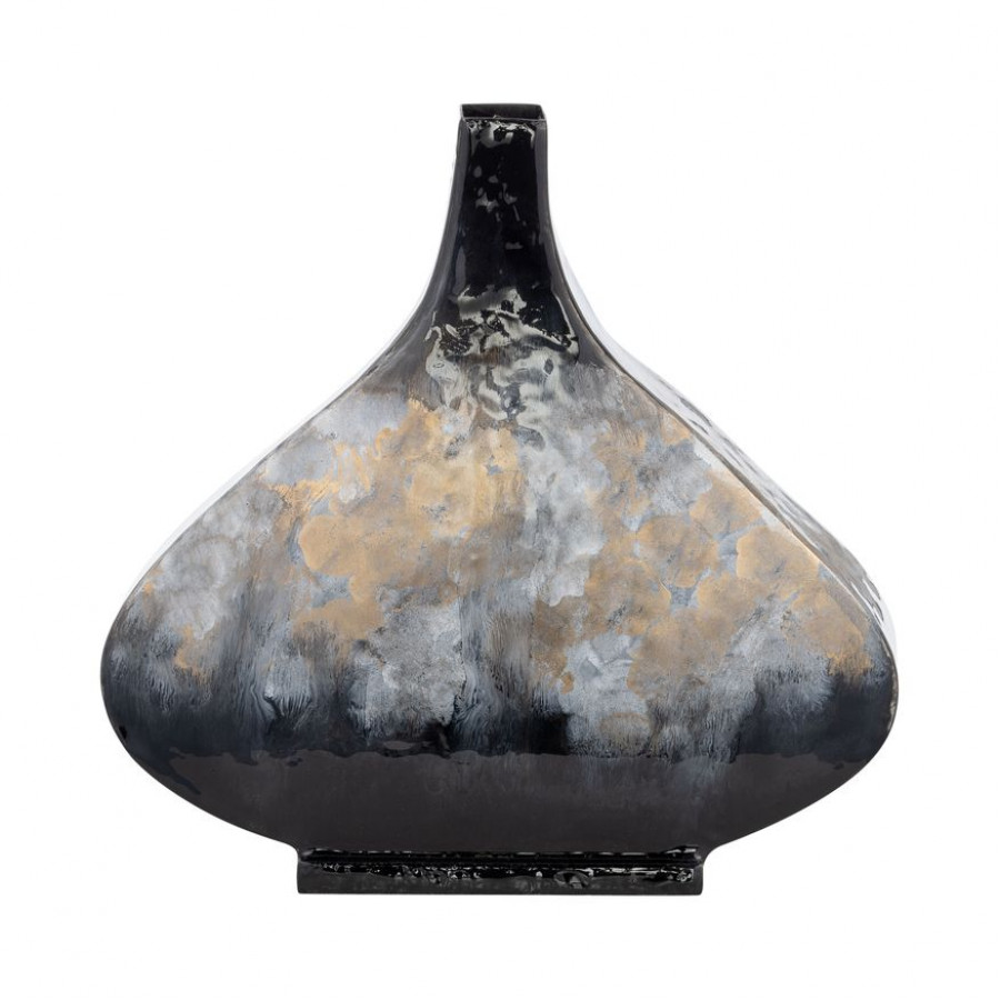Sagebrook 13" Metal Vase - Black/Gold