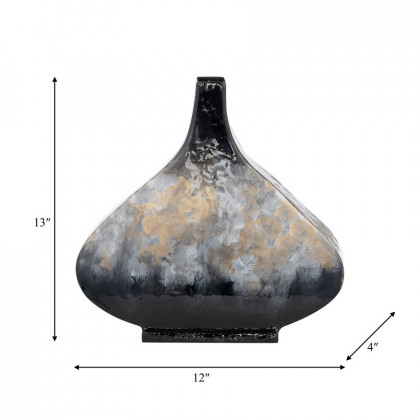 Sagebrook 13" Metal Vase - Black/Gold
