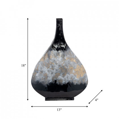 Sagebrook 18" Metal Vase - Black/Gold