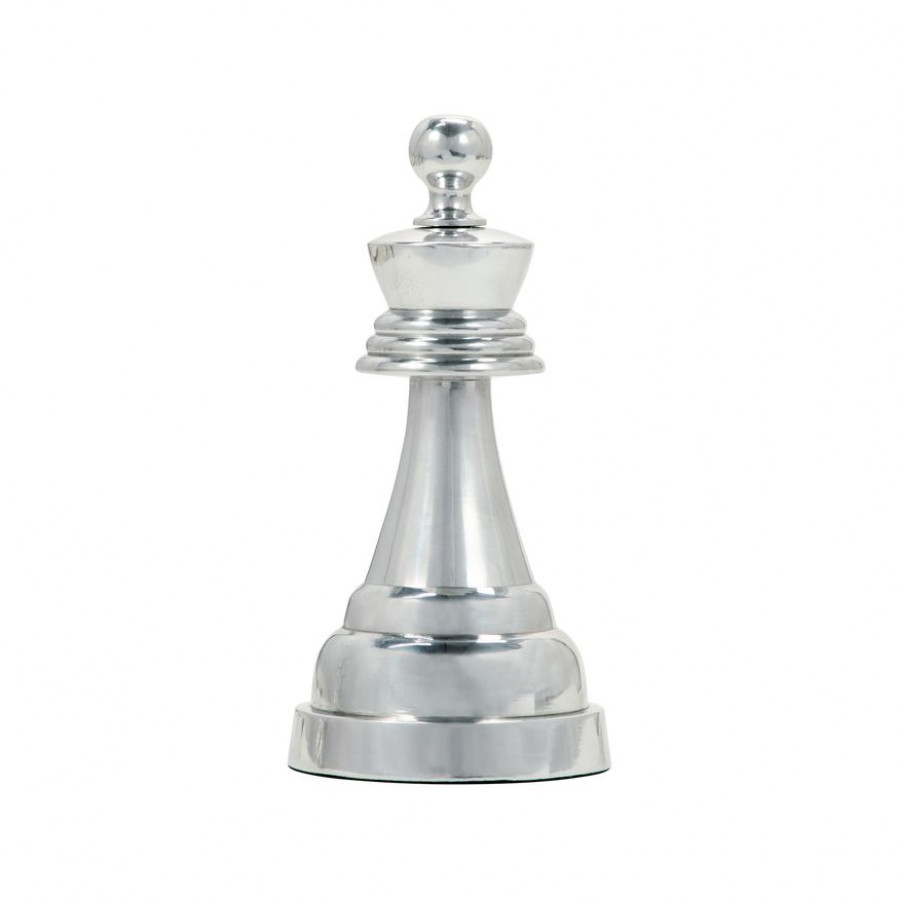 Sagebrook 9" Metal Queen Chess Piece - Silver