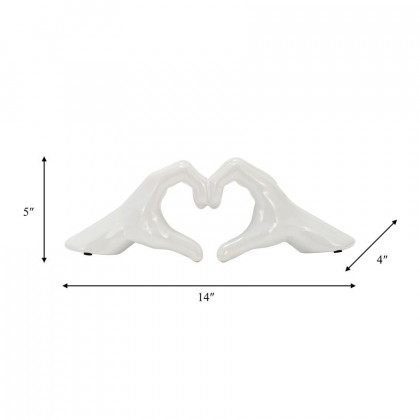 Sagebrook 5" Hand-heart - White
