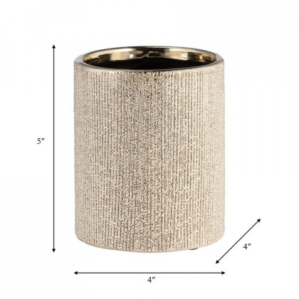Sagebrook 5" Beaded Pencil Holder - Champagne