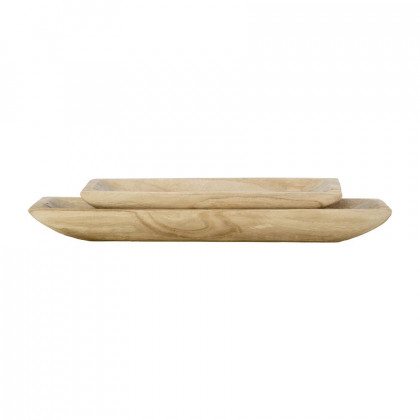 Sagebrook 15"/20" Wood Rectangular Tray (Set Of 2) - Natural