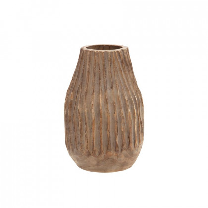 Sagebrook - 8" Wood Ridged Vase in White