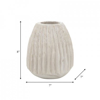 Sagebrook - 8" Wood Ridged Vase in White