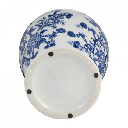 Sagebrook 18" Ceramic Temple Jar Bird/Flower - Blue